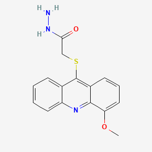 molecular formula C16H15N3O2S B12704294 Acetic acid, ((4-methoxy-9-acridinyl)thio)-, hydrazide CAS No. 129885-04-7