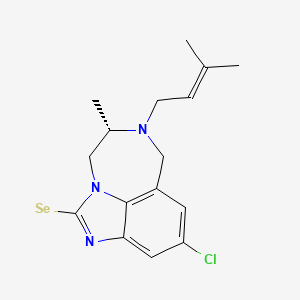 molecular formula C16H19ClN3Se B12704317 Imidazo(4,5,1-jk)(1,4)benzodiazepine-2(1H)-selone, 9-chloro-4,5,6,7-tetrahydro-5-methyl-6-(3-methyl-2-butenyl)-, (S)- CAS No. 136722-85-5