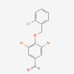 molecular formula C14H9Br2ClO2 B1270443 3,5-二溴-4-[(2-氯苄基)氧基]苯甲醛 CAS No. 261633-40-3