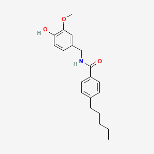 molecular formula C20H25NO3 B12704443 Benzamide, N-((4-hydroxy-3-methoxyphenyl)methyl)-4-pentyl- CAS No. 150988-82-2