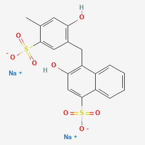molecular formula C18H14Na2O8S2 B12704471 Disodium 3-hydroxy-4-((2-hydroxy-4-methyl-5-sulphonatophenyl)methyl)naphthalene-1-sulphonate CAS No. 85443-47-6
