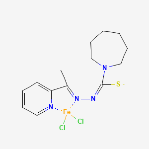 molecular formula C14H19Cl2FeN4S- B12704503 Iron, dichloro(hexahydro-1H-azepine-1-carbothioic acid (1-(2-pyridinyl)ethylidene)hydraziato) CAS No. 82641-25-6