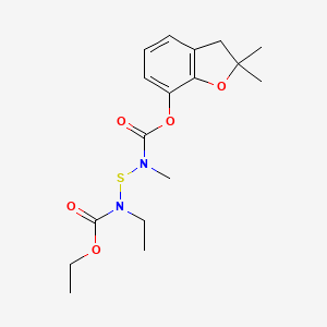 molecular formula C17H24N2O5S B12704546 6-Oxa-3-thia-2,4-diazaoctanoic acid, 4-ethyl-2-methyl-5-oxo-, 2,3-dihydro-2,2-dimethyl-7-benzofuranyl ester CAS No. 65907-36-0