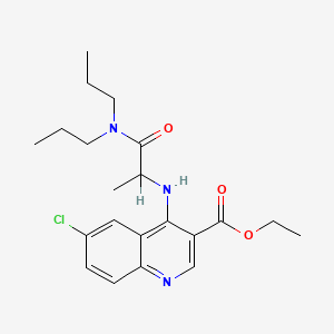 molecular formula C21H28ClN3O3 B12704560 3-Quinolinecarboxylic acid, 6-chloro-4-((2-(dipropylamino)-1-methyl-2-oxoethyl)amino)-, ethyl ester, (+-)- CAS No. 127446-98-4