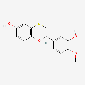 molecular formula C15H14O4S B12704579 Pyrrolo(3,4-c)pyrrole-1,3(2H,5H)-dione, 5-butyl-4,6-dimethyl-2-(3-(4-(2-pyridinyl)-1-piperazinyl)propyl)- CAS No. 151792-74-4