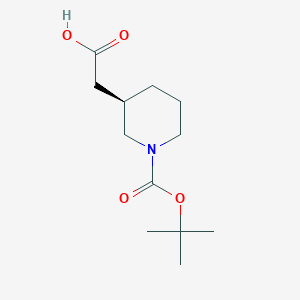 molecular formula C12H21NO4 B1270458 (R)-2-(1-(叔丁氧羰基)哌啶-3-基)乙酸 CAS No. 912940-89-7