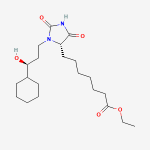 molecular formula C21H36N2O5 B12704591 Ethyl (S-(R*,R*))-3-(3-cyclohexyl-3-hydroxypropyl)-2,5-dioxoimidazolidine-4-heptanoate CAS No. 94292-28-1