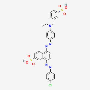 molecular formula C31H26ClN5O6S2 B12704602 8-((4-Chlorophenyl)azo)-5-((4-(ethyl((3-sulfophenyl)methyl)amino)phenyl)azo)naphthalene-2-sulphonic acid CAS No. 85977-48-6