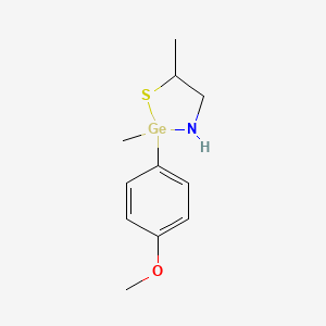 molecular formula C11H17GeNOS B12704608 2,5-Dimethyl-2-(p-methoxyphenyl)-1,3,2-thiazagermolidine CAS No. 84260-38-8