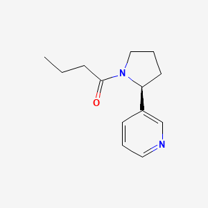 molecular formula C13H18N2O B12704653 Pyrrolidine, 1-(1-oxobutyl)-2-(3-pyridinyl)-, (S)- CAS No. 69730-91-2