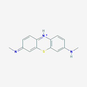 molecular formula C14H14N3S+ B12704672 3,7-Bis(methylamino)phenothiazin-5-ium CAS No. 39093-22-6