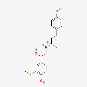molecular formula C20H27NO3S B12704693 4-Hydroxy-alpha-(((3-(4-methoxyphenyl)-1-methylpropyl)amino)methyl)-3-(methylthio)benzyl alcohol CAS No. 66264-72-0