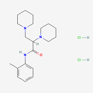 molecular formula C20H33Cl2N3O B12704698 2,3-Dipiperidino-o-propionotoluidide dihydrochloride CAS No. 110053-12-8