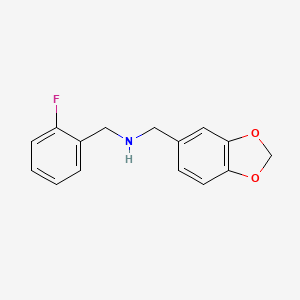 molecular formula C15H14FNO2 B1270472 (1,3-Benzodioxol-5-ylmethyl)(2-fluorobenzyl)amine CAS No. 355815-61-1