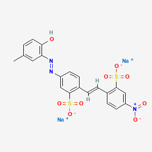 molecular formula C21H15N3Na2O9S2 B12704750 Disodium 5-((2-hydroxy-5-methylphenyl)azo)-2-(2-(4-nitro-2-sulphonatophenyl)vinyl)benzenesulphonate CAS No. 73281-07-9