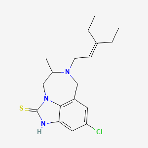 molecular formula C18H24ClN3S B12704756 Imidazo(4,5,1-jk)(1,4)benzodiazepine-2(1H)-thione, 9-chloro-6-(3-ethyl-2-pentenyl)-4,5,6,7-tetrahydro-5-methyl- CAS No. 257891-76-2