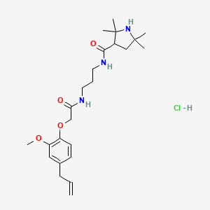 molecular formula C24H38ClN3O4 B12704763 3-Pyrrolidinecarboxamide, N-(3-((2-(4-allyl-2-methoxyphenoxy)-1-oxoethyl)amino)propyl)-2,2,5,5-tetramethyl-, hydrochloride CAS No. 102132-37-6