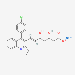 molecular formula C25H25ClNNaO4 B12704785 6-Heptenoic acid, 7-(4-(4-chlorophenyl)-2-(1-methylethyl)-3-quinolinyl)-3,5-dihydroxy-, monosodium salt CAS No. 121659-16-3