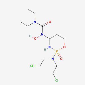 molecular formula C12H25Cl2N4O4P B12704842 Urea, N-(2-(bis(2-chloroethyl)amino)tetrahydro-2H-1,3,2-oxazaphosphorin-4-yl)-N',N'-diethyl-N-hydroxy-, P-oxide CAS No. 97139-49-6