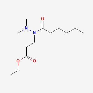 molecular formula C13H26N2O3 B12704844 Hexanoic acid, 1-(3-ethoxy-3-oxopropyl)-2,2-dimethylhydrazide CAS No. 96804-51-2