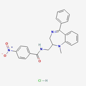 molecular formula C24H23ClN4O3 B12704883 Benzamide, N-((1-methyl-5-phenyl-2,3-dihydro-1H-1,4-benzodiazepin-2-yl)methyl)-4-nitro-, monohydrochloride CAS No. 83736-63-4