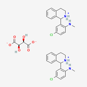 molecular formula C36H40Cl2N4O6 B12704904 Bis((-)-1-(5-chloro-2-(methylamino)phenyl)-1,2,3,4-tetrahydroisoquinolinium) (R-(R*,R*))-tartrate CAS No. 84304-22-3