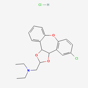 molecular formula C20H23Cl2NO3 B12704944 Dibenzo(b,f)-1,3-dioxolo(4,5-d)oxepin-2-methanamine, 3a,12b-dihydro-5-chloro-N,N-diethyl-, hydrochloride CAS No. 84646-83-3