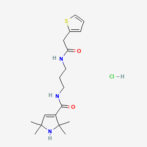 molecular formula C18H28ClN3O2S B12705097 1H-Pyrrole-3-carboxamide, 2,5-dihydro-2,2,5,5-tetramethyl-N-(3-((2-thienylacetyl)amino)propyl)-, monohydrochloride CAS No. 93823-76-8