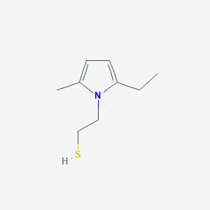 molecular formula C9H15NS B127051 1H-Pyrrole-1-ethanethiol, 2-ethyl-5-methyl- CAS No. 153686-88-5