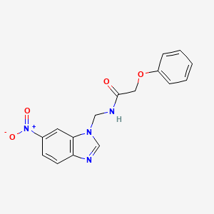 molecular formula C16H14N4O4 B12705108 Acetamide, N-((6-nitro-1H-benzimidazol-1-yl)methyl)-2-phenoxy- CAS No. 103706-81-6