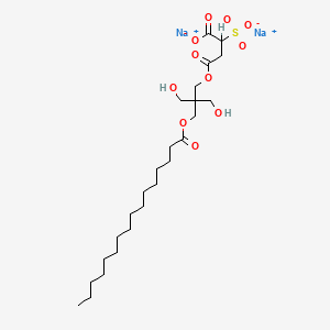 molecular formula C25H44Na2O11S B12705115 Disodium 4-(2,2-bis(hydroxymethyl)-3-((1-oxohexadecyl)oxy)propyl) 2-sulphonatosuccinate CAS No. 94113-60-7