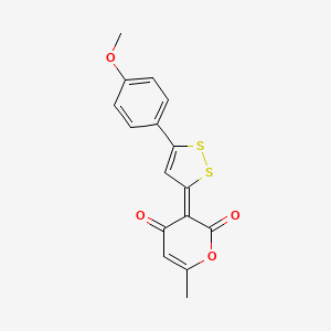 molecular formula C16H12O4S2 B12705184 (3Z)-3-(5-(4-Methoxyphenyl)-3H-1,2-dithiol-3-ylidene)-6-methyl-2H-pyran-2,4(3H)-dione CAS No. 63520-81-0