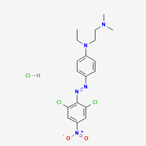 molecular formula C18H21Cl2N5O2.ClH<br>C18H22Cl3N5O2 B12705186 N-[4-[(2,6-Dichloro-4-nitrophenyl)azo]phenyl]-N-ethyl-N',N'-dimethylethylenediamine monohydrochloride CAS No. 84522-20-3