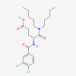 molecular formula C22H32Cl2N2O4 B12705231 Lorglumide, (R)- CAS No. 118919-27-0
