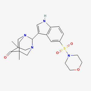 molecular formula C22H28N4O4S B12705267 Morpholine, 4-((3-(5,7-dimethyl-6-oxo-1,3-diazatricyclo(3.3.1.1(sup 3,7))dec-2-yl)-1H-indol-5-yl)sulfonyl)- CAS No. 134828-38-9