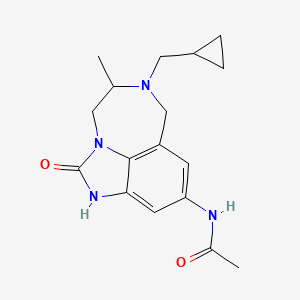 molecular formula C17H22N4O2 B12705293 Acetamide, N-(6-(cyclopropylmethyl)-1,2,4,5,6,7-hexahydro-5-methyl-2-oxoimidazo(4,5,1-jk)(1,4)benzodiazepin-9-yl)- CAS No. 257891-46-6