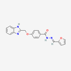 molecular formula C20H16N4O3 B12705305 4-(1H-Benzimidazol-2-ylmethoxy)-N'-((1E)-2-furylmethylene)benzohydrazide CAS No. 73418-63-0