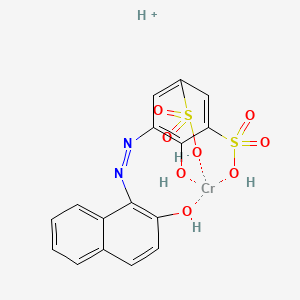 molecular formula C16H13CrN2O8S2+ B12705372 Hydrogen (4-hydroxy-5-((2-hydroxy-1-naphthyl)azo)benzene-1,3-disulphonato(4-))chromate(1-) CAS No. 97171-70-5