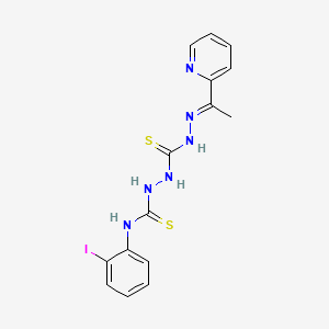 molecular formula C15H15IN6S2 B12705394 Carbonothioic dihydrazide, N''-(((2-iodophenyl)amino)thioxomethyl)-N'''-((1E)-1-(2-pyridinyl)ethylidene)- CAS No. 127142-34-1