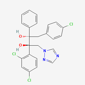 molecular formula C24H20Cl3N3O2 B12705437 2,3-Butanediol, 1-(4-chlorophenyl)-3-(2,4-dichlorophenyl)-2-phenyl-4-(1H-1,2,4-triazol-1-yl)-, (2S,3R)- CAS No. 107680-31-9