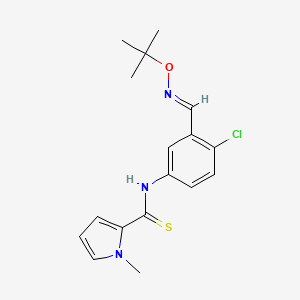 molecular formula C17H20ClN3OS B12705446 1H-Pyrrole-2-carbothioamide, N-(4-chloro-3-(((1,1-dimethylethoxy)imino)methyl)phenyl)-1-methyl- CAS No. 178870-30-9