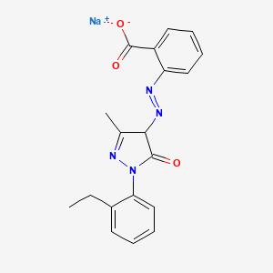molecular formula C19H17N4NaO3 B12705463 Sodium 2-((1-(2-ethylphenyl)-4,5-dihydro-3-methyl-5-oxo-1H-pyrazol-4-yl)azo)benzoate CAS No. 93805-01-7