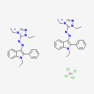 molecular formula C44H50Cl4N12Zn B12705500 Bis(1,4-diethyl-5-((1-ethyl-2-phenyl-1H-indol-3-yl)azo)-1H-1,2,4-triazolium) tetrachlorozincate(2-) CAS No. 85392-70-7