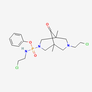 molecular formula C19H28Cl2N3O3P B12705524 Phosphonamidic acid, N,N-bis(2-chloroethyl)-P-(1,5-dimethyl-9-oxo-3,7-diazabicyclo(3.3.1)non-3-yl)-, phenyl ester CAS No. 172882-00-7