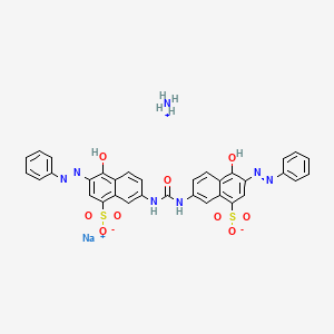 molecular formula C33H26N7NaO9S2 B12705607 Ammonium sodium 7,7'-(carbonyldiimino)bis(4-hydroxy-3-(phenylazo)naphthalene-1-sulphonate) CAS No. 83232-34-2