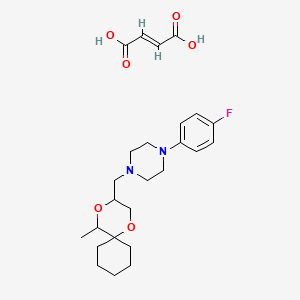 molecular formula C25H35FN2O6 B12705738 Piperazine, 1-(4-fluorophenyl)-4-((5-methyl-1,4-dioxaspiro(5.5)undec-3-yl)methyl)-, (E)-2-butenedioate CAS No. 97306-23-5