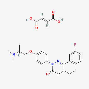 molecular formula C27H30FN3O6 B12705760 Benzo(h)cinnolin-3(2H)-one, 2-(4-(2-(dimethylamino)propoxy)phenyl)-9-fluoro-4,4a,5,6-tetrahydro-, (E)-2-butenedioate CAS No. 123575-25-7