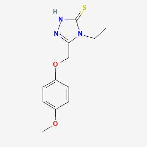 molecular formula C12H15N3O2S B1270582 4-ethyl-5-[(4-methoxyphenoxy)methyl]-4H-1,2,4-triazole-3-thiol CAS No. 482652-22-2