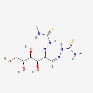 molecular formula C10H20N6O4S2 B12705911 D-arabino-Hexos-2-ulose, bis(((methylamino)thioxomethyl)hydrazone) CAS No. 122276-77-1