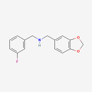 molecular formula C15H14FNO2 B1270594 (1,3-Benzodioxol-5-ylmethyl)(3-fluorobenzyl)amine CAS No. 418789-26-1
